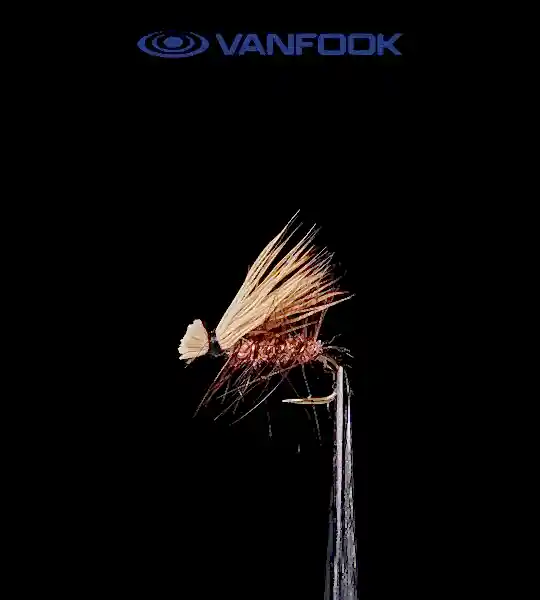 VANFOOK EC-1601 ELK HAIR CADDIS FLY 3P #16