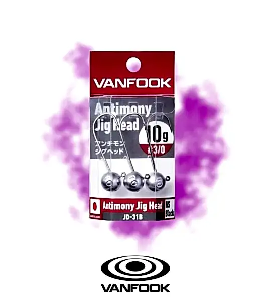 VANFOOK JD-31B ANTIMONY JIG HEAD NS BK 4P 10G #2/0