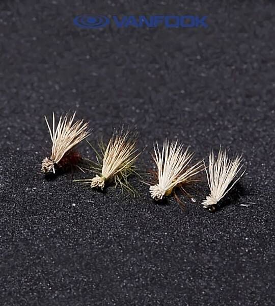 VANFOOK EC-1602 ELK HAIR CADDIS FLY 3P #16