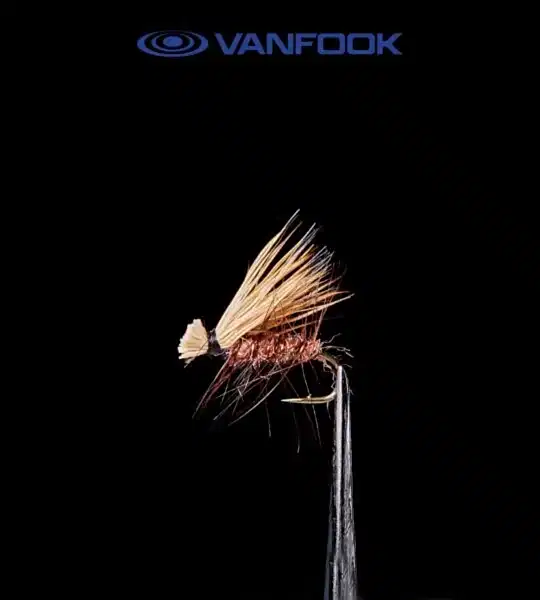 VANFOOK EC-1603 ELK HAIR CADDIS FLY 3P #16