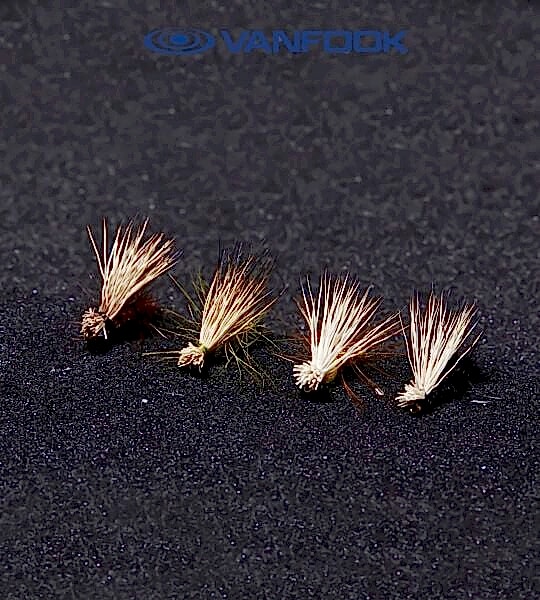 VANFOOK EC-1603 ELK HAIR CADDIS FLY 3P #16