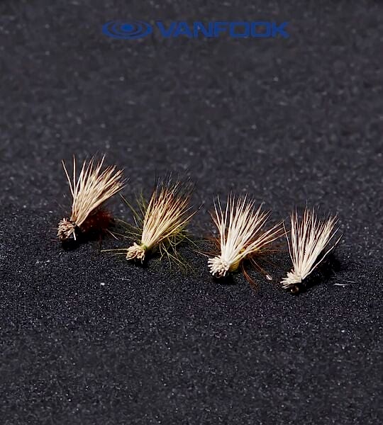 VANFOOK EC-1604 ELK HAIR CADDIS FLY 3P #16