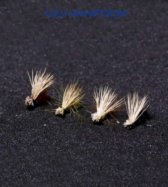 VANFOOK EC-1802 ELK HAIR CADDIS FLY 3P #18