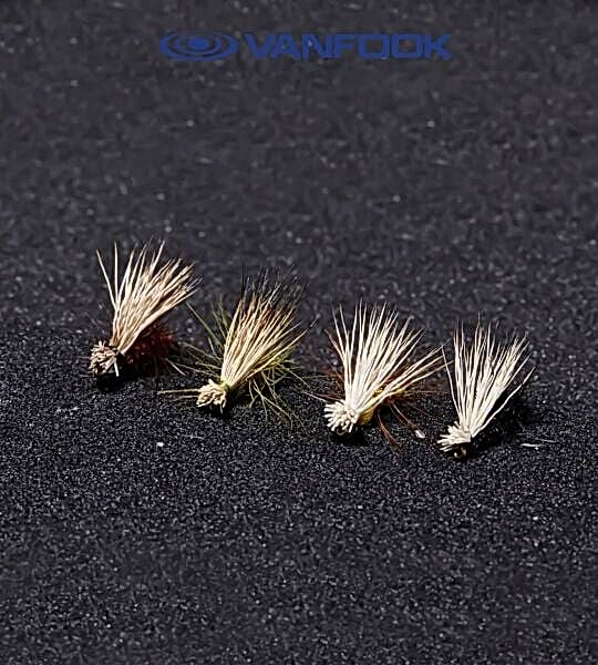 VANFOOK EC-1803 ELK HAIR CADDIS FLY 3P #18