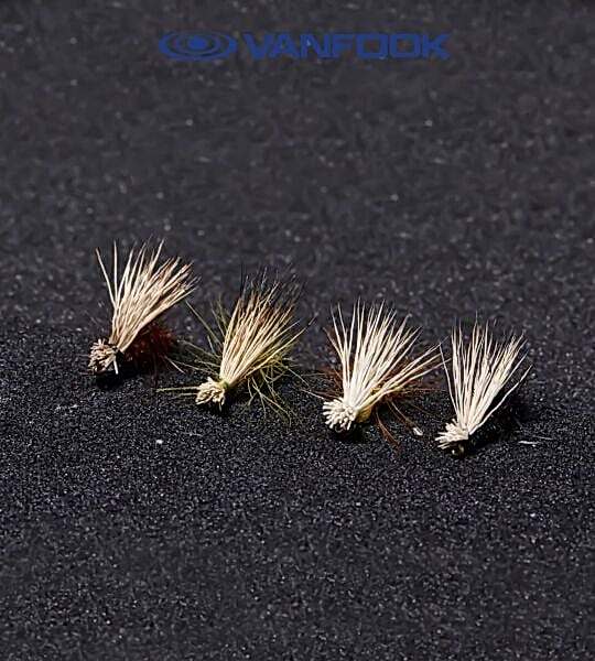 VANFOOK EC-1804 ELK HAIR CADDIS FLY 3P #18