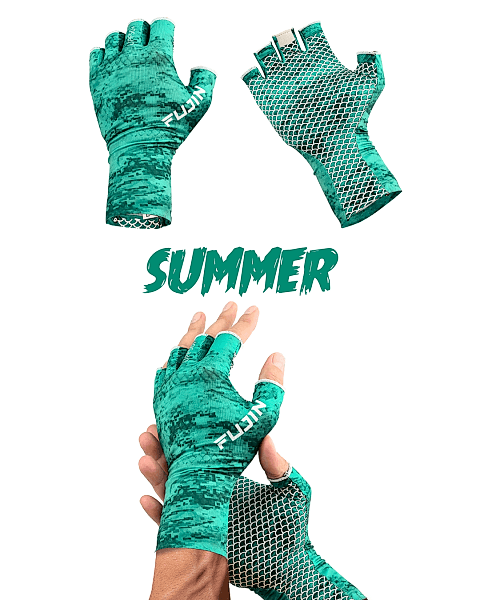 Fujin Pro Angler Summer Gloves Green