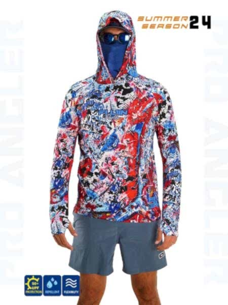 Fujin Pro Angler S24 Buff&Hoodie Makai Blue Red