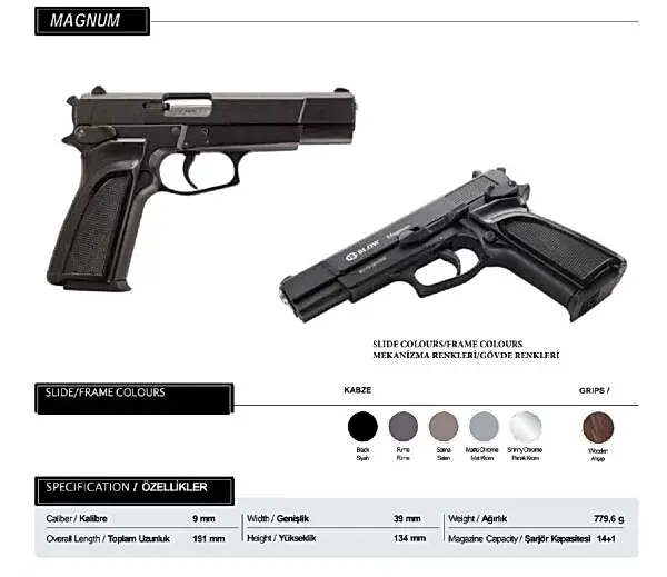 BLOW MAGNUM M.KROM KURUSIKI SES TABANCASI 9MM