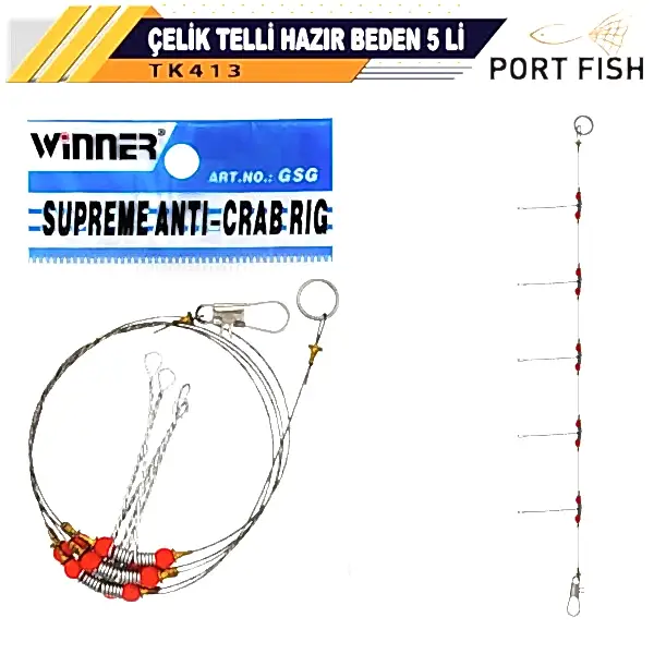 Portfish Çelik Telli Hazır Beden 5 li - Kartela 40 adetli