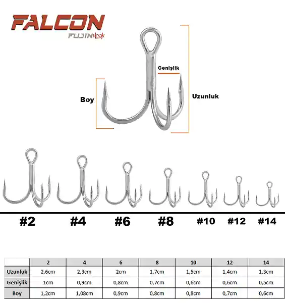 Fujin Falcon Süper Anti-Rust Üçlü Kanca