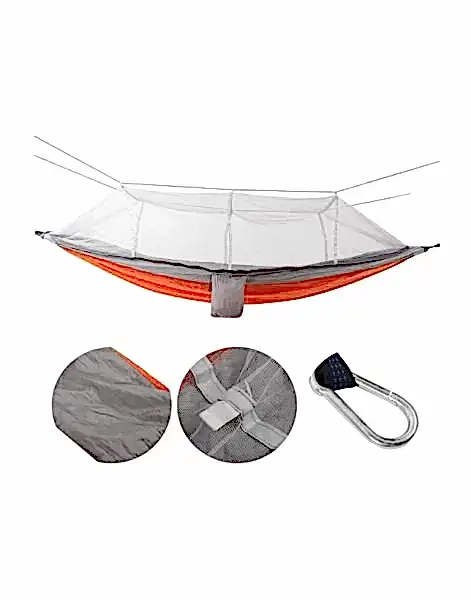 Hamak 7410 Fileli ve Cibinlikli Pro Hamak 190x70cm Turuncu-Gri