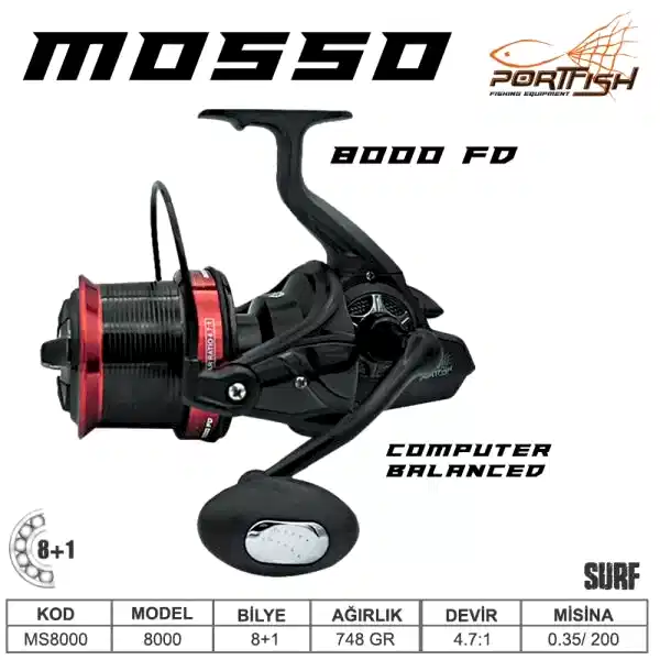 Portfish Mosso 8000  fd Surf Olta Makinası 8+1 bb