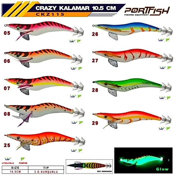 Portfish Crazy Kalamar Zokası 3 gr  Kurşunlu 10,5 cm