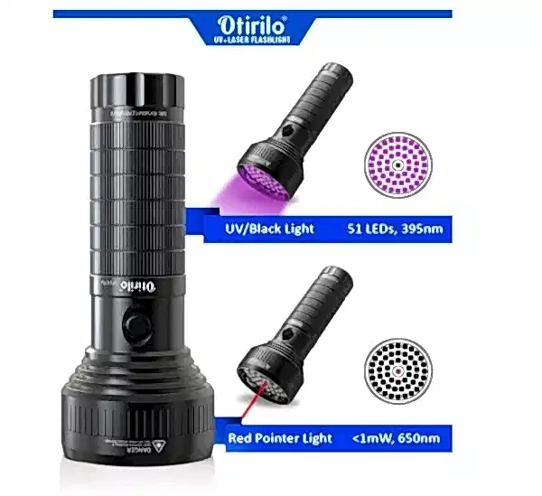 Otirilio 51 LED UV Balıkçı Feneri ve Lazer Pointer (Mor Işık)